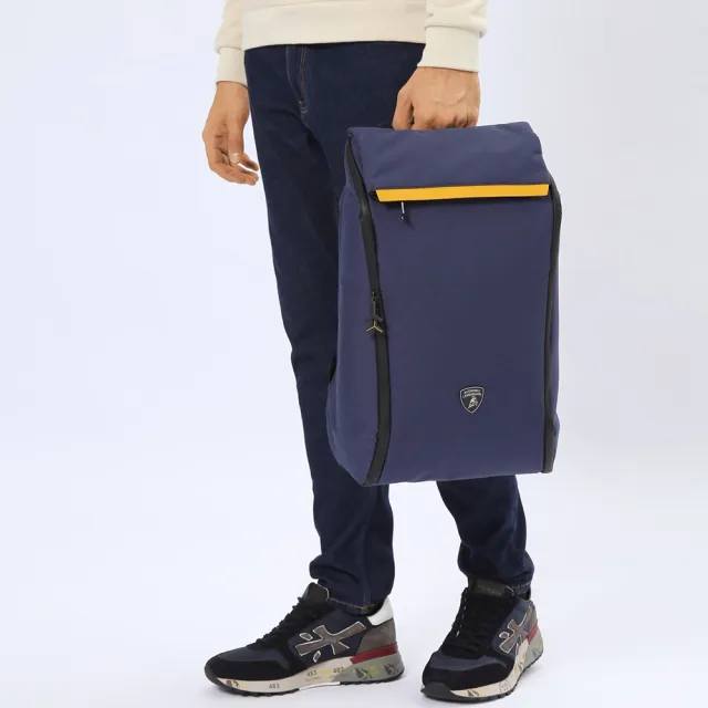 【Automobili Lamborghini】雙11 藍寶堅尼 義大利頂級後背包 LBZA00402T(藍色)