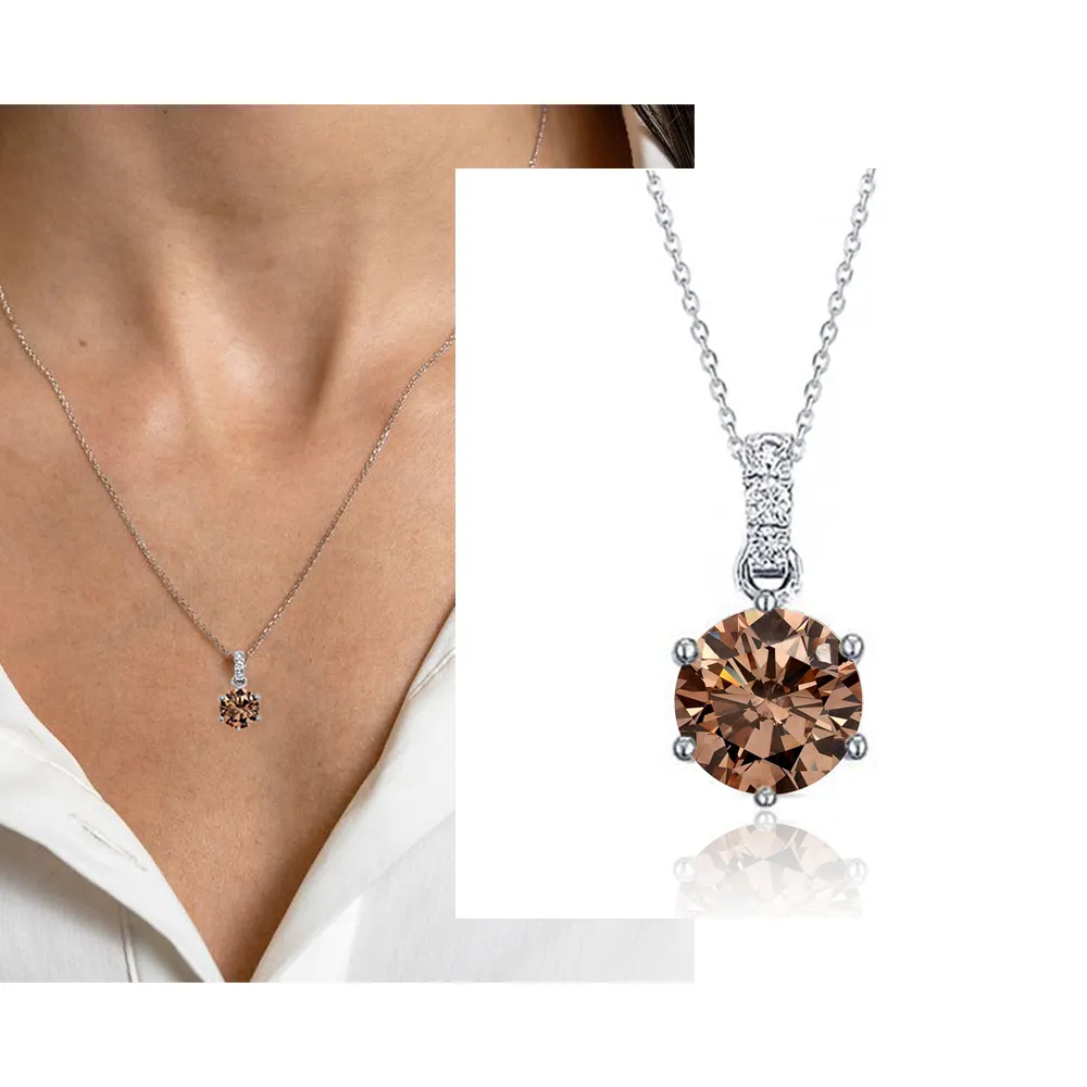 【CTJ】年貨節!1克拉 Fancy Yellowish Brown 18K金 香檳彩鑽 天然鑽 鑽石項鍊(天然珠寶 限時優惠)