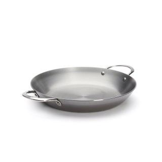 【de Buyer 畢耶】原礦蜂蠟鐵鍋 雙握耳平底鍋32cm-適用IH爐(適用烤箱)