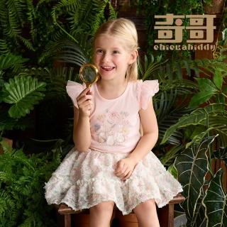 【奇哥】比得兔 女童裝 花花世界可愛兔妹妹蕾絲短袖上衣(6-8歲)
