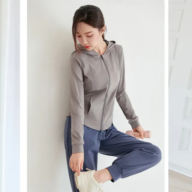 【BODYAIR】雙開拉鍊小收腰連帽外套(瑜珈.運動.慢跑.透氣.舞蹈.運動外套)