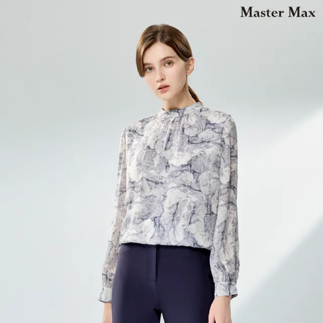 【Master Max】領後釦暈染造型長袖雪紡上衣(8427083)