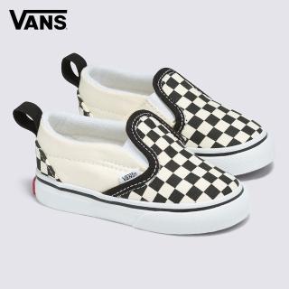 【VANS 官方旗艦】Slip-On V 小童款黑白色棋盤格滑板鞋/休閒鞋(童鞋)