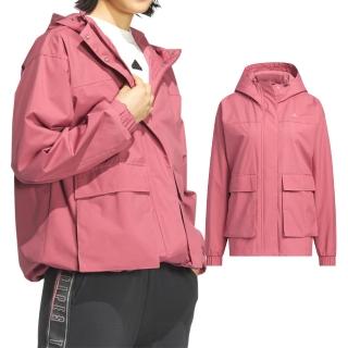 【adidas 愛迪達】Mountain Parka 女款 粉色 寬鬆 休閒 長袖 保暖 防風 口袋 連帽 外套 JG3811