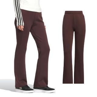 【adidas 愛迪達】MW DK FLARE PT 女款 酒紅色 運動 休閒 修身 鬆緊腰 拉鍊 口袋 喇叭褲 長褲 JX6841