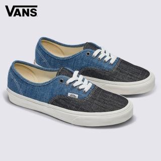 【VANS 官方旗艦】Authentic 男女款藍黑牛仔拼布滑板鞋/休閒鞋