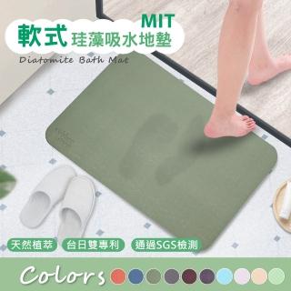 【怪獸居家生活】rubber anne 臺灣製 2入組 20秒瞬吸 軟式珪藻土吸水地墊(66x44cm)