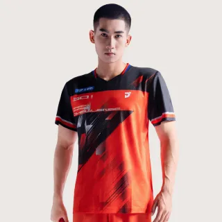 【JNICE 久奈司】飆速競技衫 吸濕涼感 排汗衫 運動上衣 機能上衣 運動服 羽球服 大賽服-橘黑(JT-241-OR)