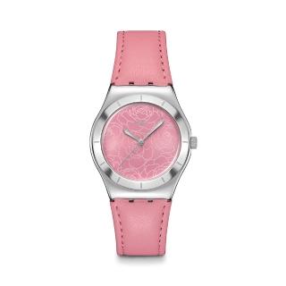 【SWATCH】Irony 金屬系列手錶 PINK PETAL PROMISE 山茶花 女錶 瑞士錶 錶(33mm)