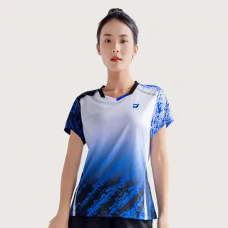 【JNICE 久奈司】女版韓版晨曦羽球競技服 排汗衫 運動上衣 運動服 羽球服 大賽服-藍白(JT-871W-WH)