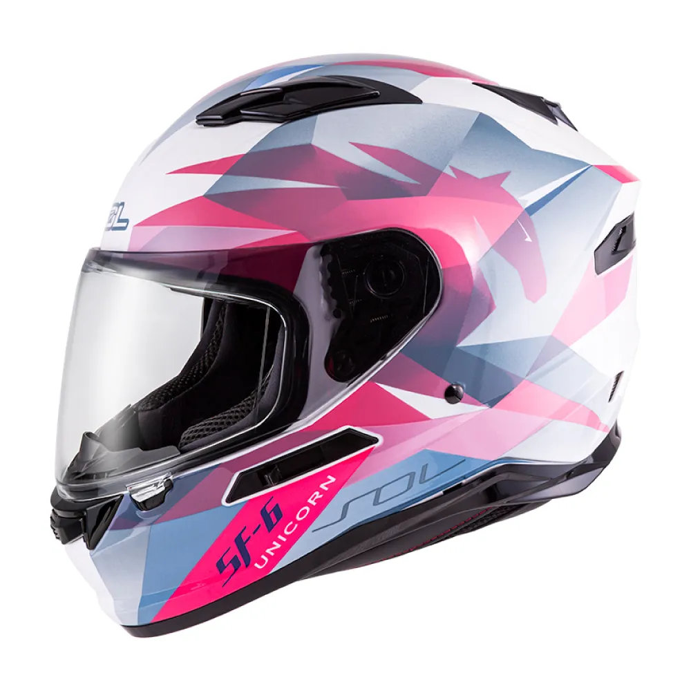 SOL】SF-6 獨角獸白/粉全罩式安全帽(內襯│鏡片│內藏墨鏡│加強型眼鏡溝) - momo購物網- 好評推薦-2026年1月