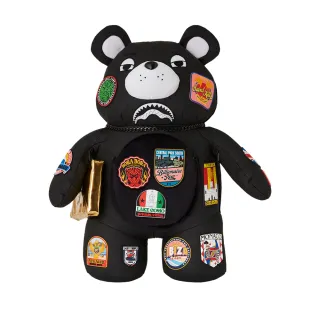 【SPRAYGROUND】皇家貼布造型泰迪熊後背包(黑色)