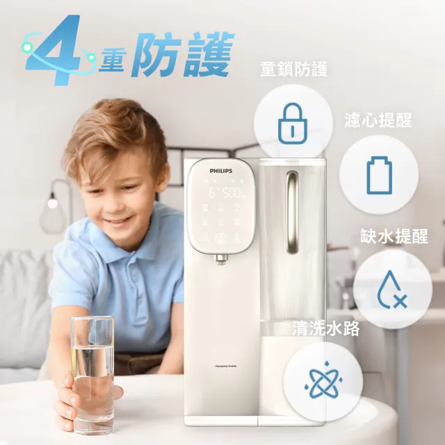 【Philips 飛利浦】RO冰溫熱瞬熱式濾淨飲水機ADD6912CW-米色(+專用濾芯ADD541)