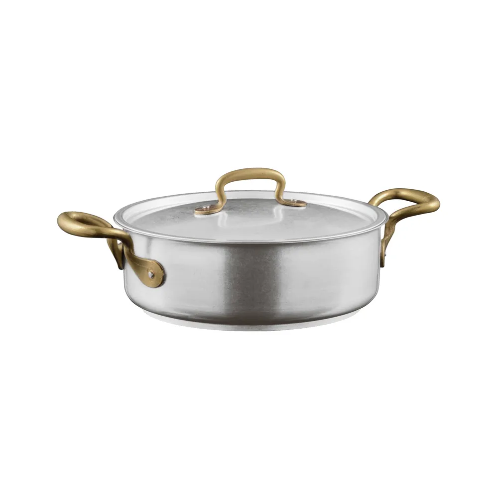 Sambonet】義大利製1965 Vintage復古系列不鏽鋼雙耳淺鍋/附蓋