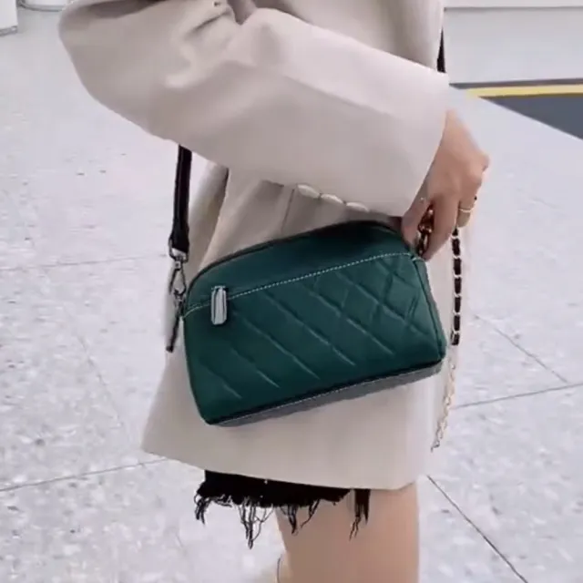 【VERTEX】頭層牛皮菱格小方包-B