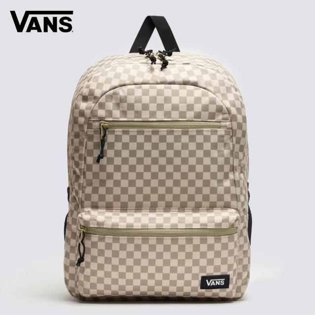 【VANS 官方旗艦】Back To School 男女款卡其色棋盤格後背包