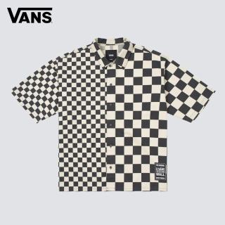 【VANS 官方旗艦】HYBRID CHECKER 男女款黑白色棋盤格短袖襯衫