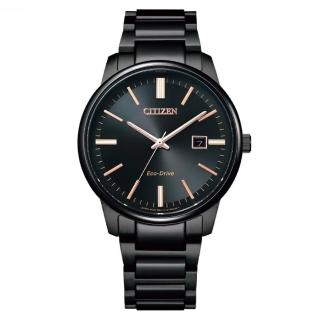 【CITIZEN 星辰】PAIR系列 光動能時尚簡約腕錶/黑39.2mm(BM7527-89E)