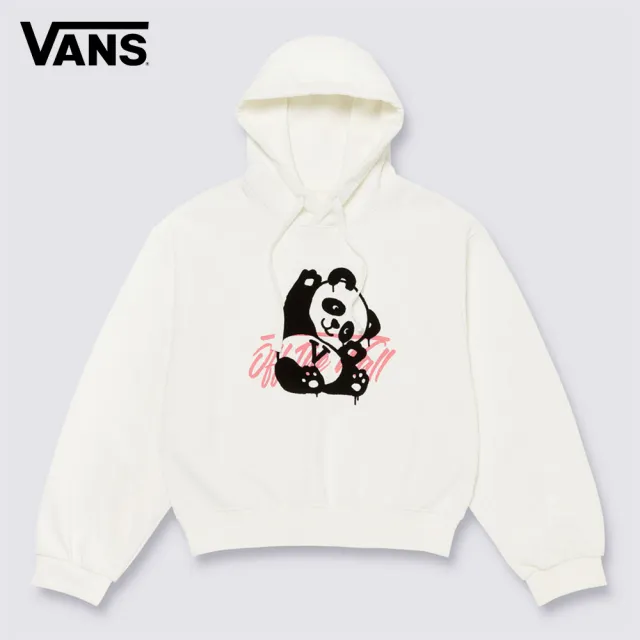 【VANS】官方旗艦 Panda Crop 女款米白色連帽大學T