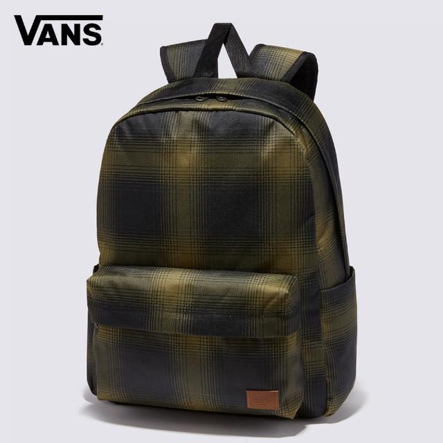 【VANS 官方旗艦】Old Skool 男女款黑色/橄欖色格紋後背包