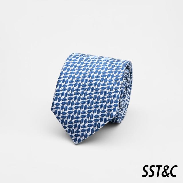 【SST&C】銀底藍幾何窄版領帶00362502018(新品上市)