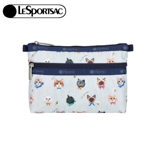 【Lesportsac】雙層拉鍊收納化妝包 收納包 母親節 送禮 禮物(晴空貓語)