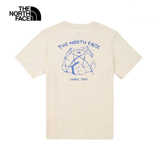 【The North Face】TNF 休閒 印花短袖T恤 U REG CAMP BEAR SS TEE GRAPHIC-AP 男女 米白(NF0A8EYNQLI)