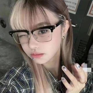 【MoonDy】眼鏡 半框眼鏡 方框眼鏡 眼鏡框 眼鏡架 防藍光 平光眼鏡 小臉神器 無度數眼鏡 近視眼鏡
