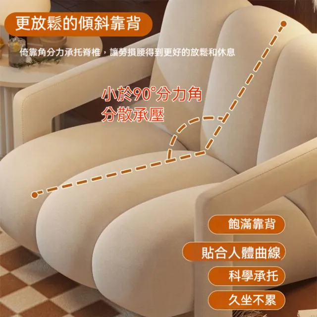 【Lexiang樂享】輕奢奶油風三指椅高檔純色陽臺單人沙發椅休閑酒店接待處洽談椅(接待椅/貴妃椅)