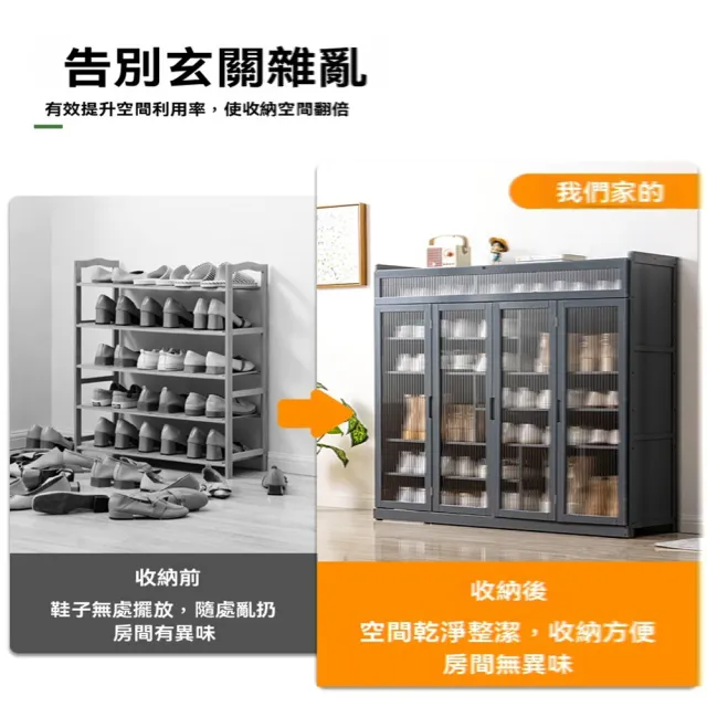 【顧家家居】雙開折疊門多層鞋櫃60×33×100公分(鞋櫃/玄關櫃/置物架/收納櫃/預售15天)