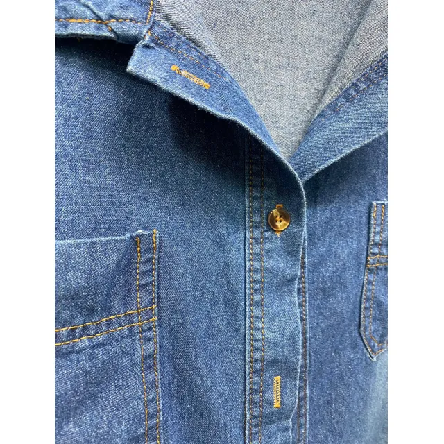 【buyer 白鵝】刷色 休閒口袋長版洋裝外套(深藍)