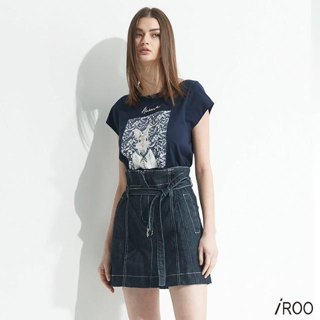 【iROO】裝飾壓線牛仔裙