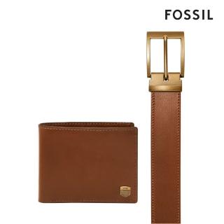 【FOSSIL 官方旗艦館】Hayes 真皮短夾皮帶禮盒組-咖啡色 MLG0798200