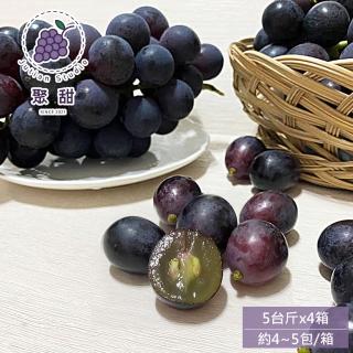 【聚甜】彰化溪湖巨峰葡萄5斤禮盒x4箱(約4-5包/箱 600g±10%/包 產地直送 友善耕種 冷藏宅配)