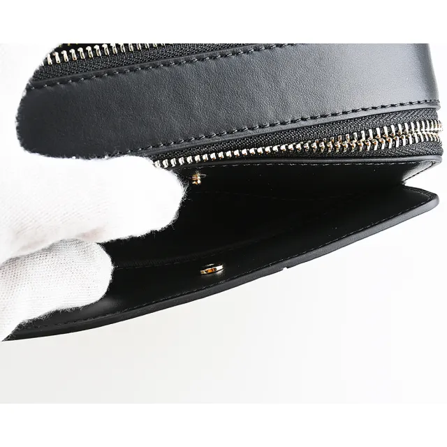 【Paul Smith】PAUL SMITH質感燙印LOGO經典條紋牛皮雙拉鍊斜背方包(黑)