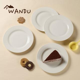 【WANDU 瓦讀】純白系列-羽透光新骨瓷7.5吋盤4件組(瓷盤/平盤/點心盤/蛋糕盤/圓盤/可微波)