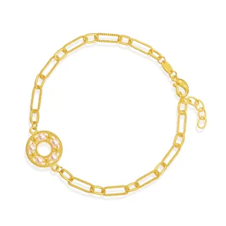 【點睛品】鏤空圓環 黃金珍珠手鍊