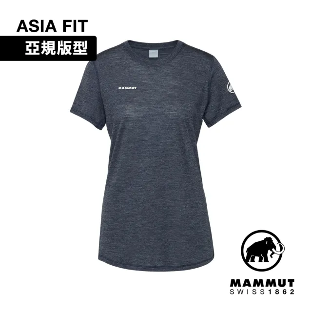 【Mammut 長毛象官方直營】Tree Wool FL T-Shirt W 羊毛混紡快乾抗臭短袖T恤 海洋藍 女款 #1017-06690