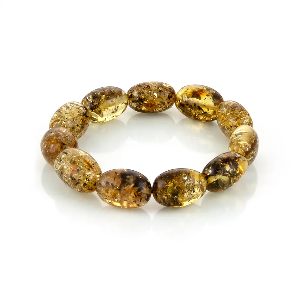 【Woogie武吉珠寶】琥珀蜜蠟設計師隨形綠珀手鍊(11-12mm)