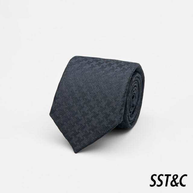 【SST&C】黑色幾何紋理窄版領帶00362502008(新品上市)