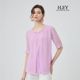 【ILEY 伊蕾】優雅五分袖上衣(淺紫；L-3L；1252181731)
