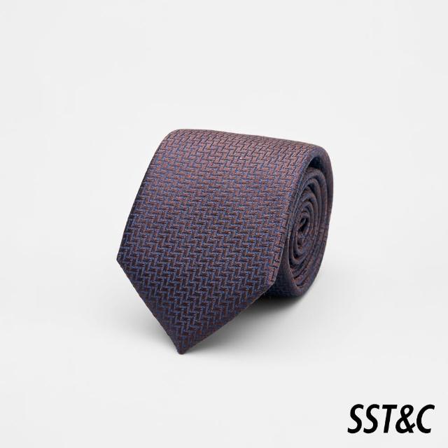 【SST&C】藏青咖幾何窄版領帶00362502004(新品上市)