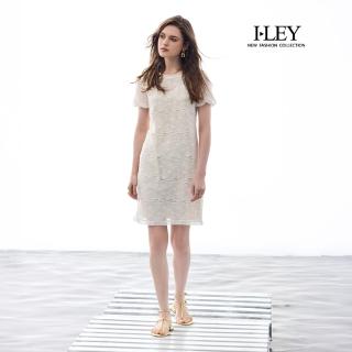 【ILEY 伊蕾】優雅澎袖H型蕾絲洋裝(杏；M-2L；1252447102)