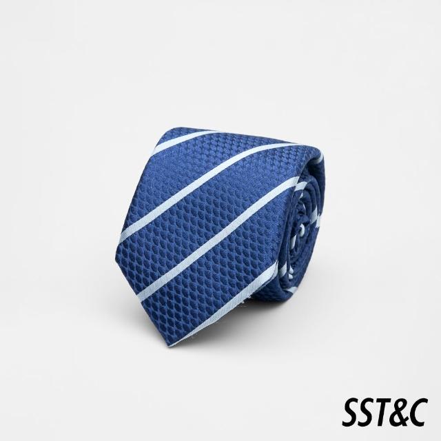 【SST&C】藍銀斜條窄版領帶00362502033(新品上市)