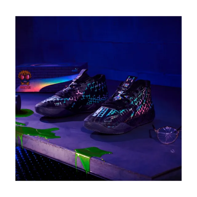 【PUMA】籃球鞋 TMNT x Puma MB.01 Baxter Stockman 黑彩虹色 獨特 運動鞋 休閒鞋 男鞋 311580-01