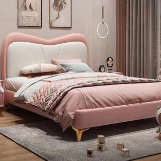 【Taoshop 淘家舖】QY - 少女心柔粉雲朵風格床架 - QY-ETC008 真皮(210*152*106cm 不含床墊)