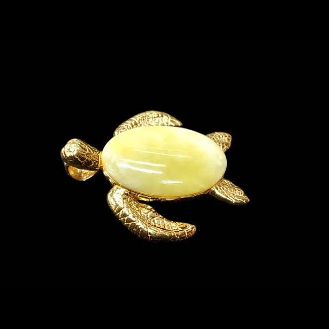 【波蘭製造】銀鍍金海龜蜜蠟琥珀吊墜(不含鍊)