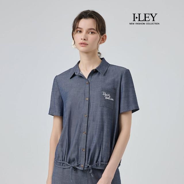 【ILEY 伊蕾】寬鬆縲縈襯衫式牛仔外套(藍；M-XL；1252368416)