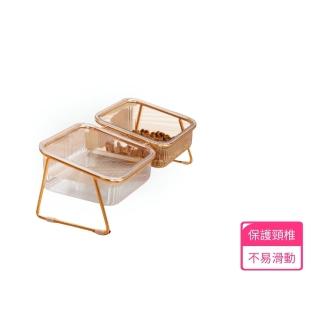 【South Life】斜口高腳寵物碗(寵物餐桌 飼料碗 寵物碗 飲水碗 保護頸椎 寵物高腳碗 防打翻 寵物碗盤)