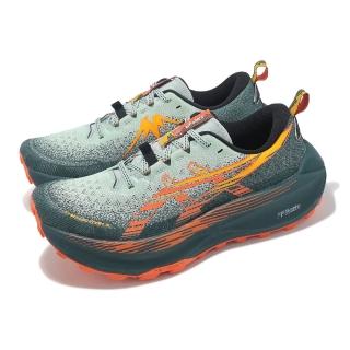 【asics 亞瑟士】越野跑鞋 Trabuco Max 4 男鞋 綠 橘 緩衝 厚底 戶外 運動鞋 亞瑟士(1011B976400)